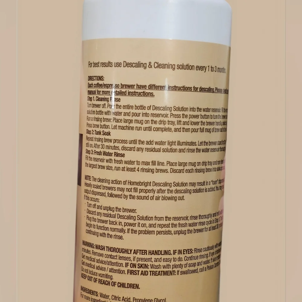 homebright descaling solution